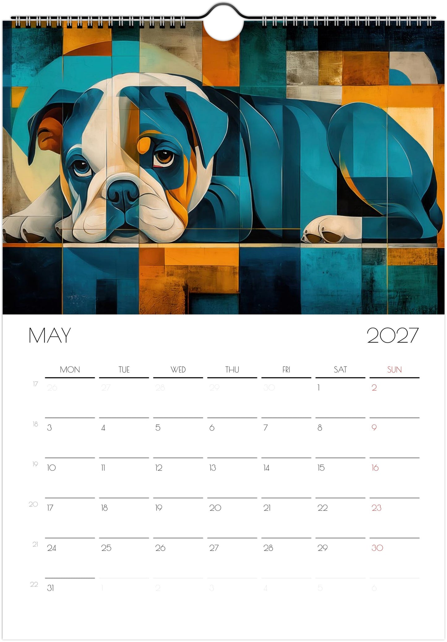 Engelse Bulldog Kalender 2027 – Fine Art Honden Wandkalender voor Bulldogliefhebbers