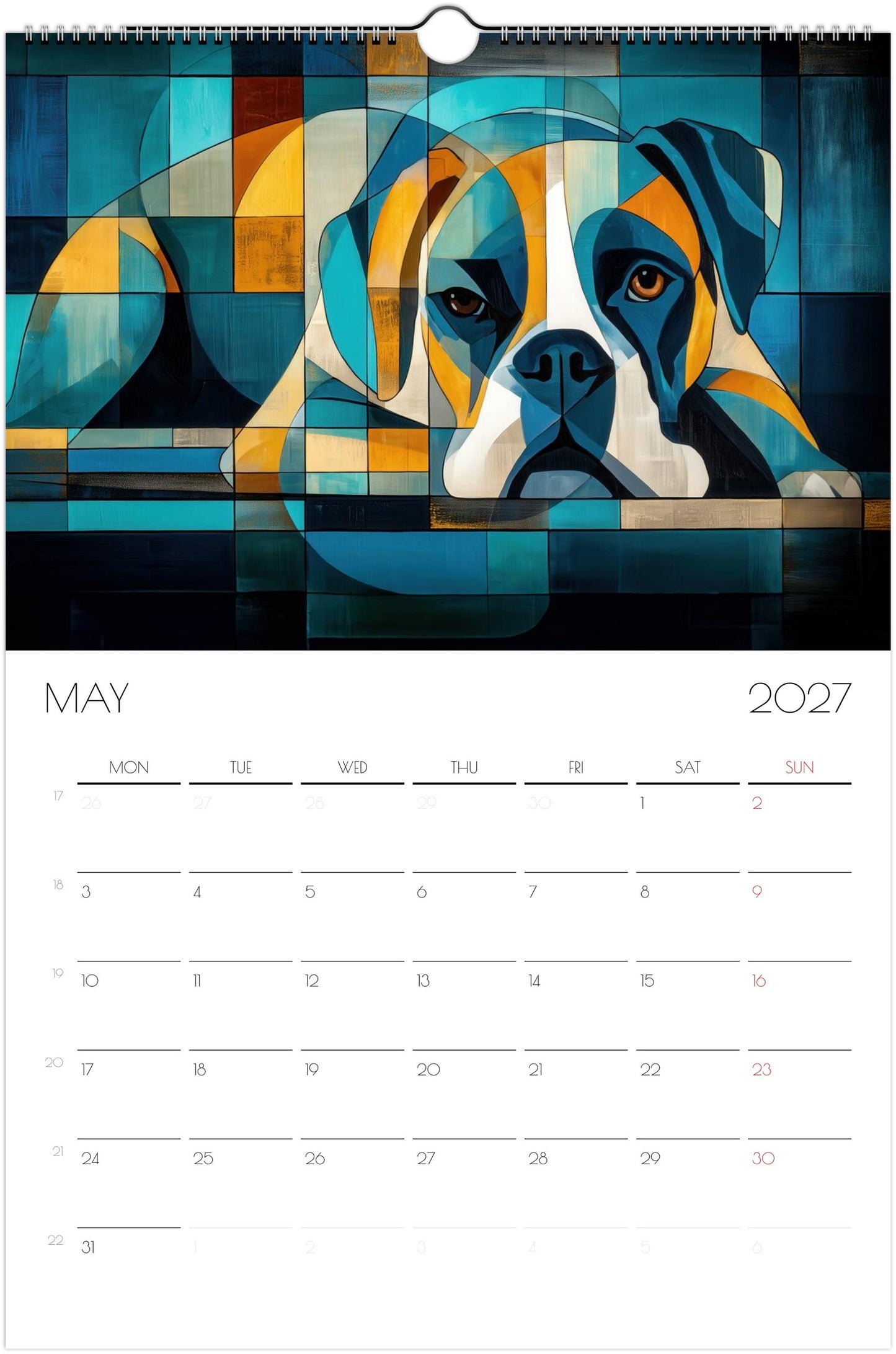 Boxer Kalender 2027 – Fine Art Hondenwandkalender voor Boxerliefhebbers