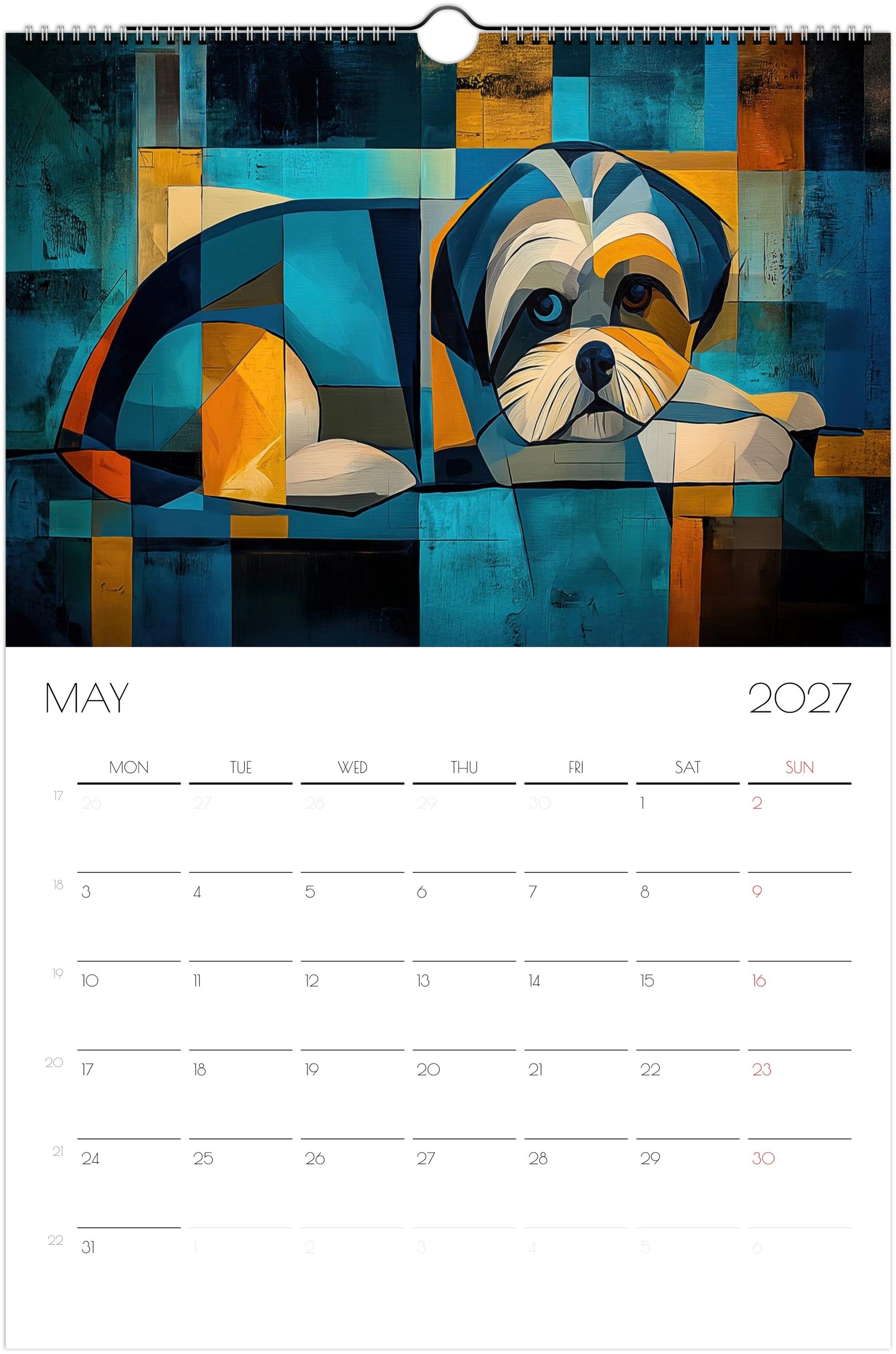 Shih Tzu Kalender 2027 – 12 Maanden Fine Art Honden Wandkalender voor Shih Tzu Liefhebbers