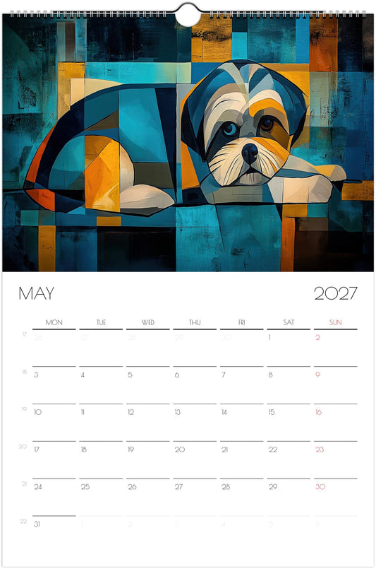 Shih Tzu Kalender 2027 – 12 Maanden Fine Art Honden Wandkalender voor Shih Tzu Liefhebbers