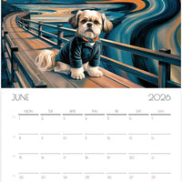 Shih Tzu Calendar 2026 – Art Style Dog Wall Calendar, 12 Month Planner, Unique Gift for Shih Tzu Lovers