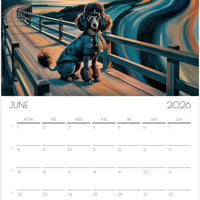 2026 Poodle Wall Planner – Artistic Dog Portrait Collection, 12-Month Printed Gift for Pet Lovers