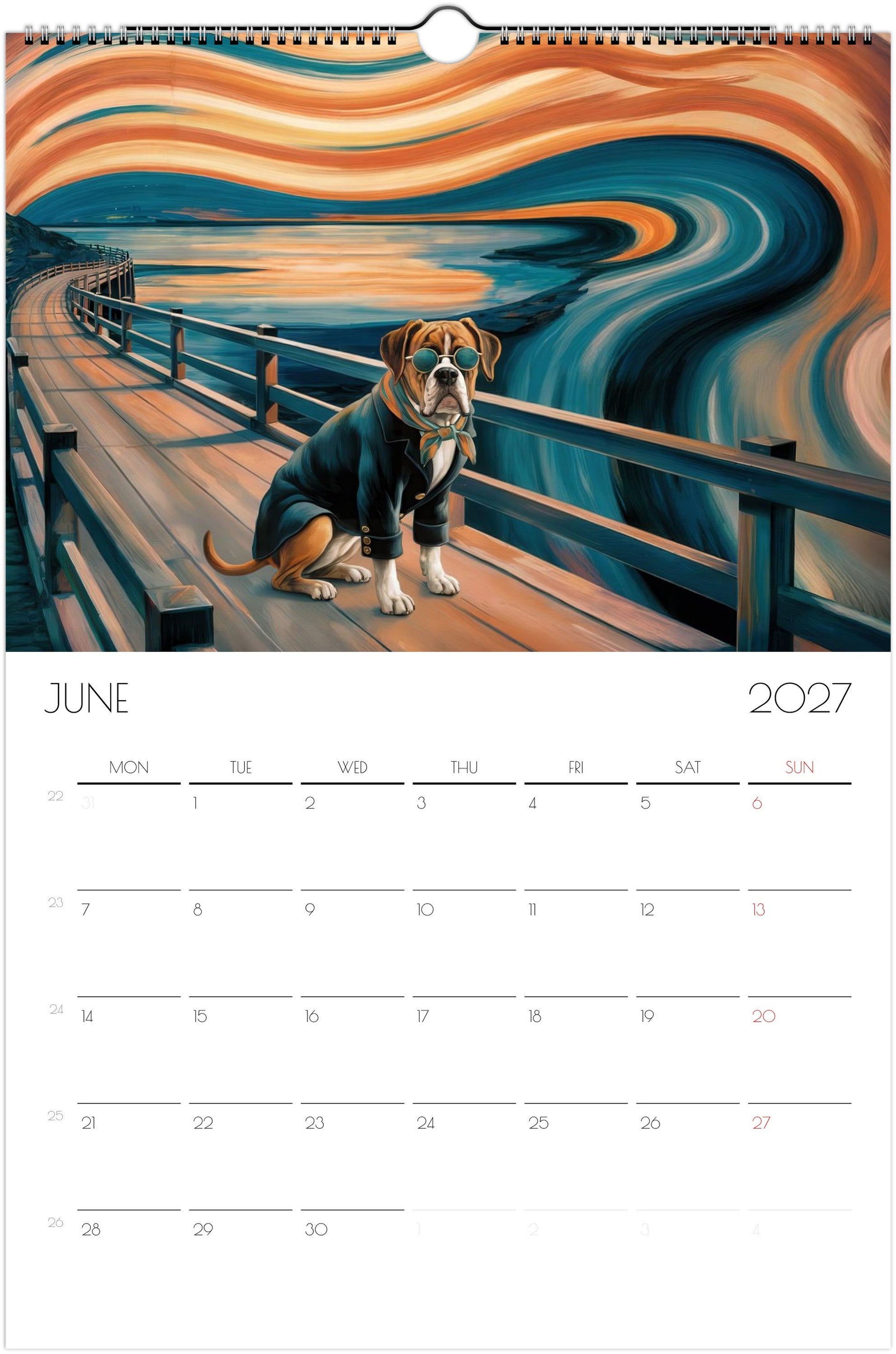 Boxer Kalender 2027 – Fine Art Hondenwandkalender voor Boxerliefhebbers