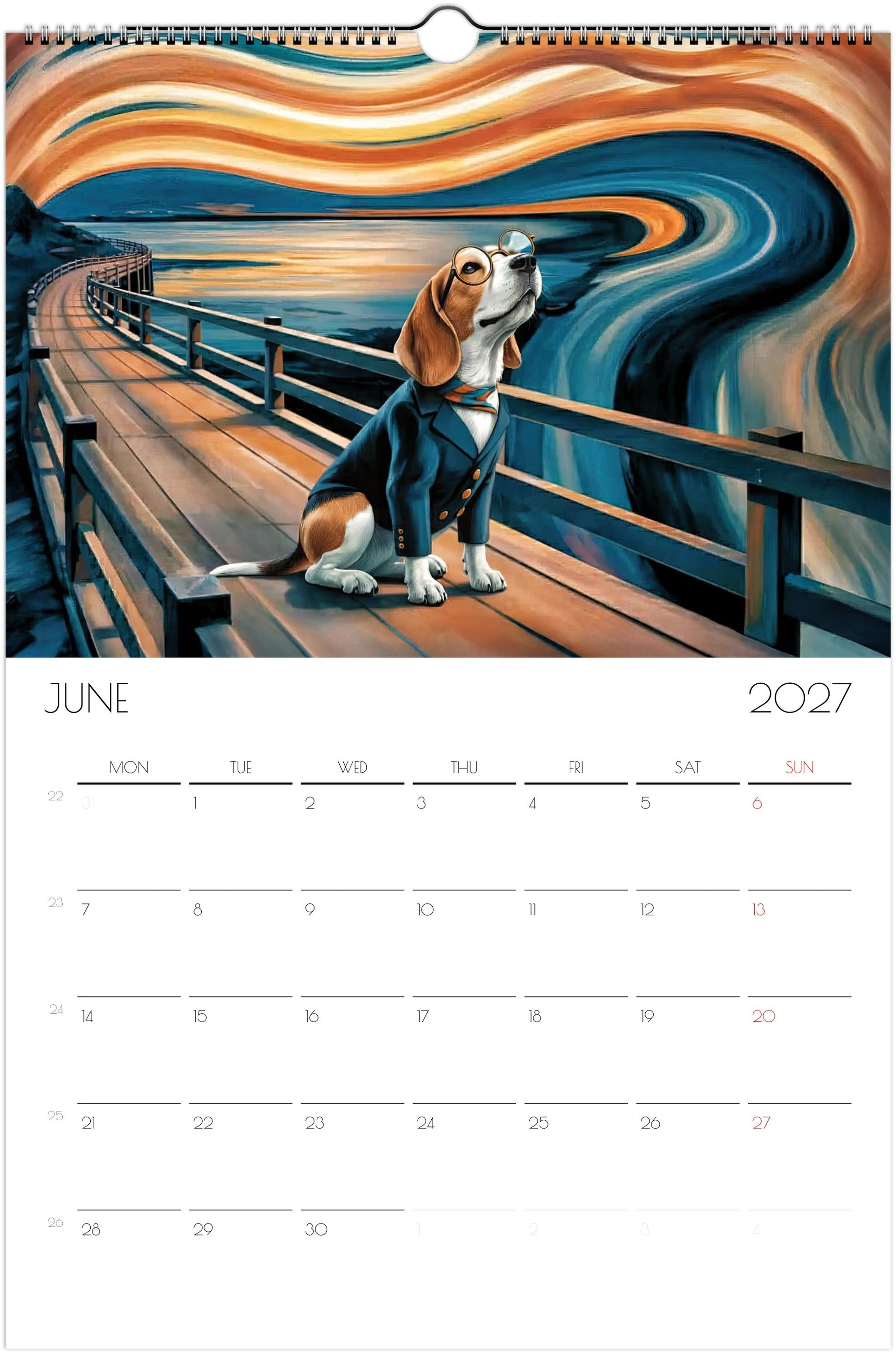 Beagle Kalender 2027 – 12 Maanden Hondenkalender met Kunstwerken voor Beagleliefhebbers