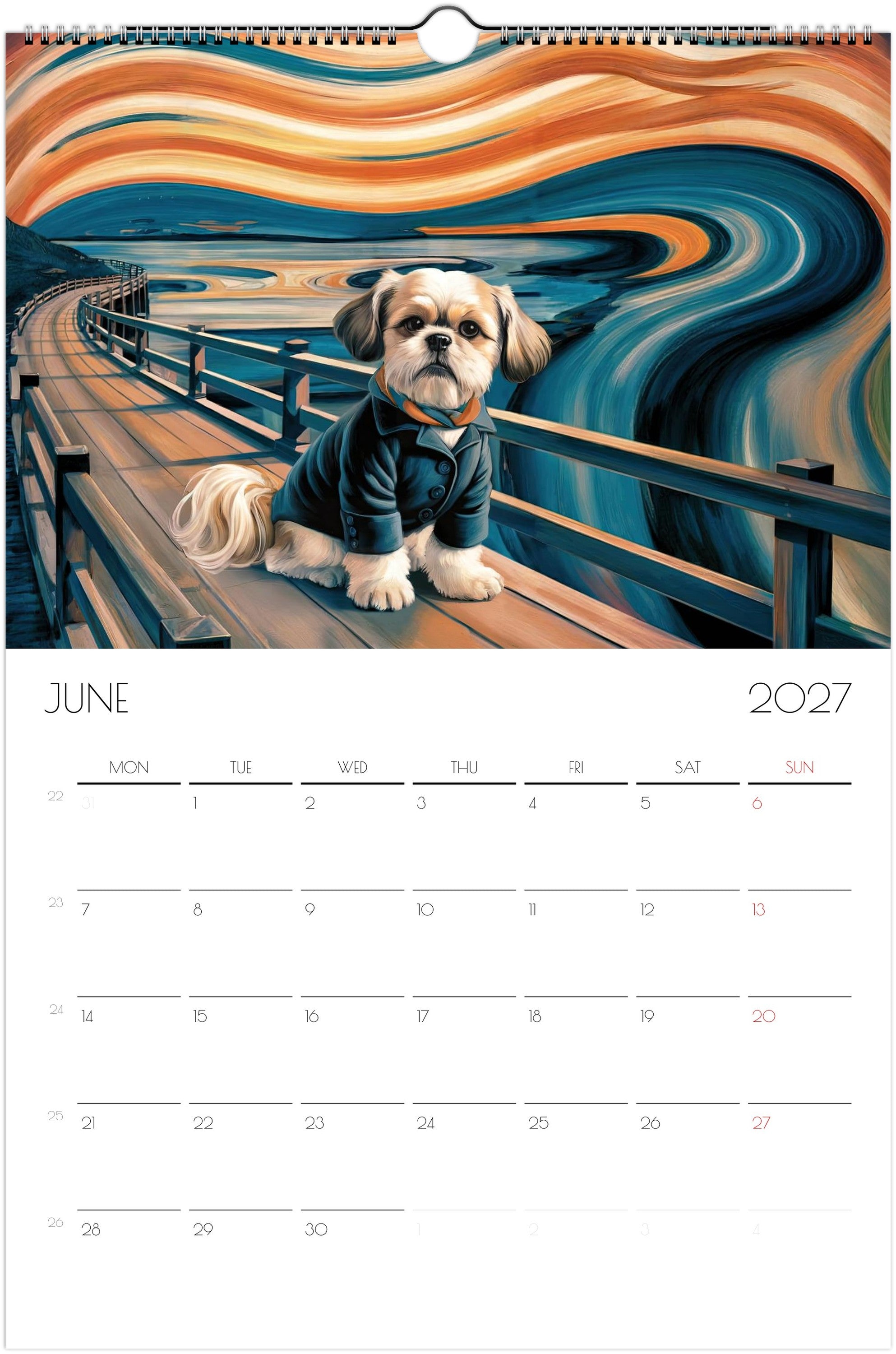 Shih Tzu Kalender 2027 – 12 Maanden Fine Art Honden Wandkalender voor Shih Tzu Liefhebbers