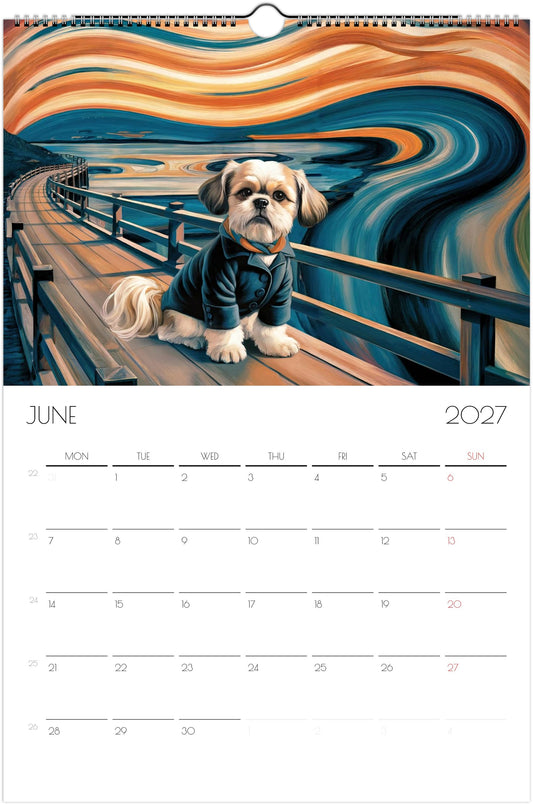 Shih Tzu Kalender 2027 – 12 Maanden Fine Art Honden Wandkalender voor Shih Tzu Liefhebbers