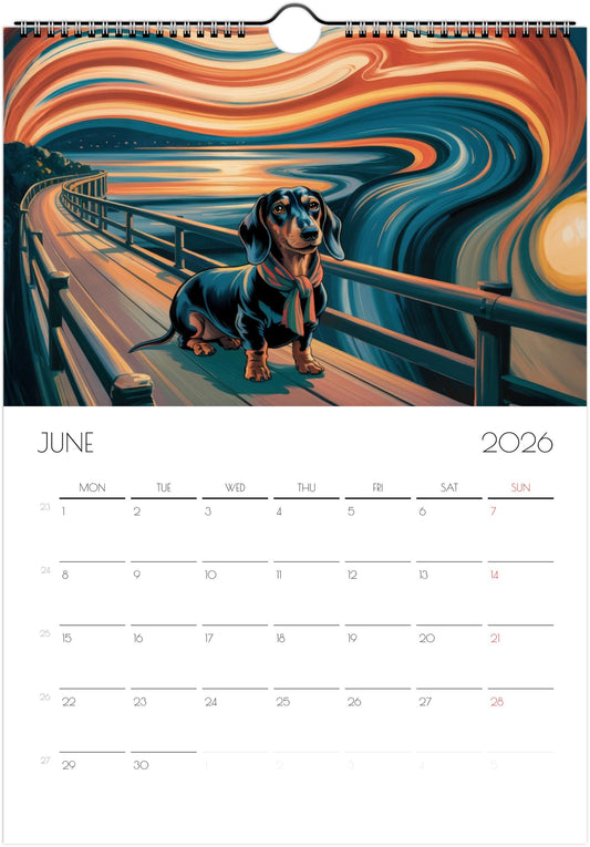 Dachshund Calendar 2026 – Art-Style Dog Calendar with 12 Unique Designs