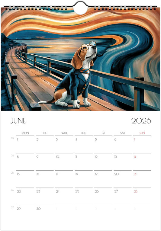 Beagle Wall Calendar 2026 – Artistic Dog Calendar with 12 Unique Portraits