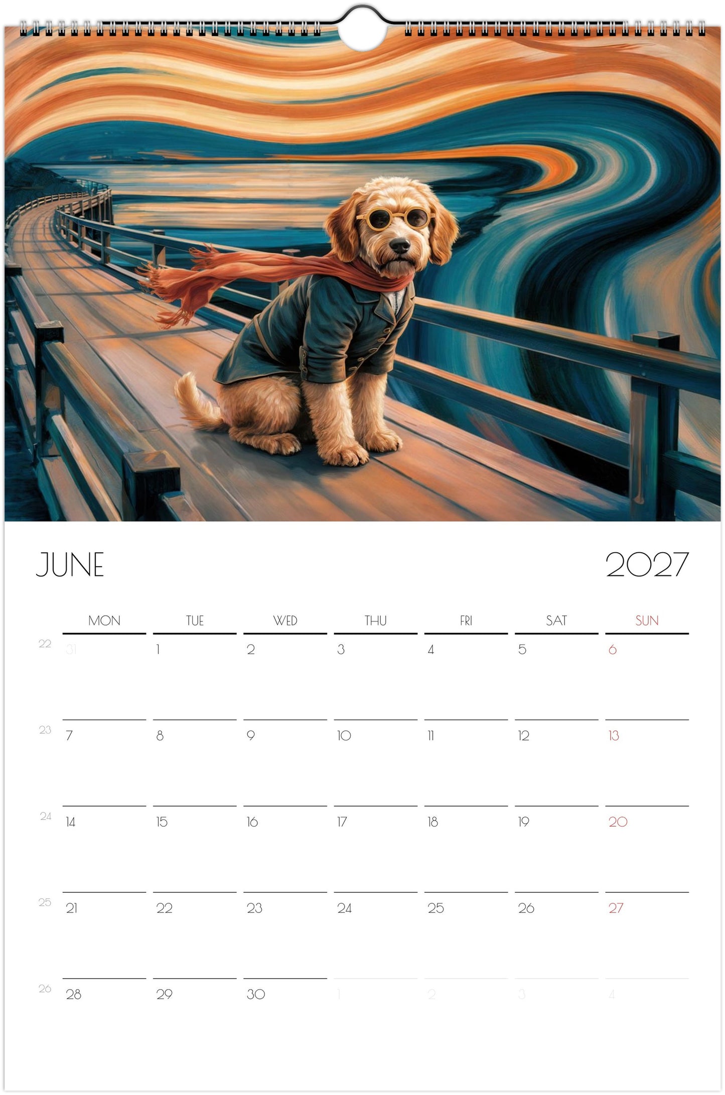 Doodle Kalender 2027 – 12 maanden kunsthondenkalender voor Doodle-liefhebbers