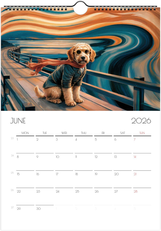 Doodle Calendar 2026 – Art-Style Dog Calendar with 12 Unique Designs