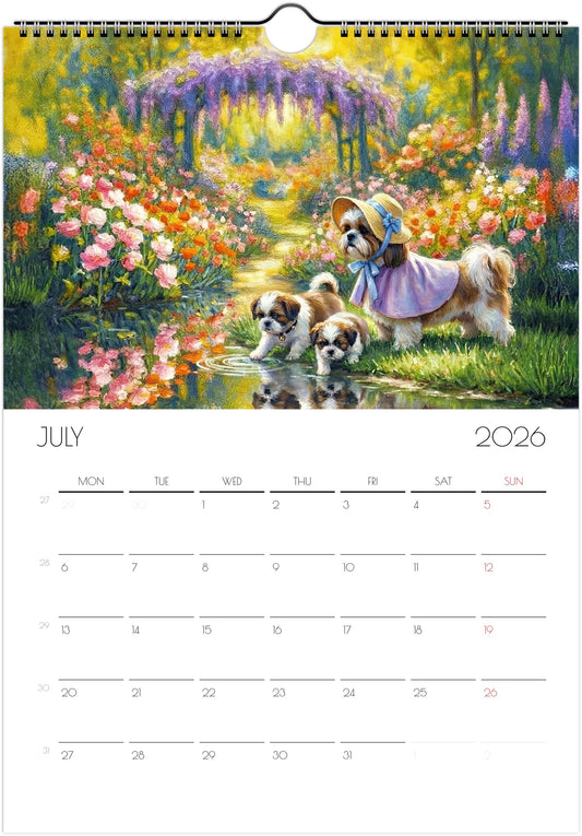 Shih Tzu Calendar 2026 – Art Style Dog Wall Calendar, 12 Month Planner, Unique Gift for Shih Tzu Lovers