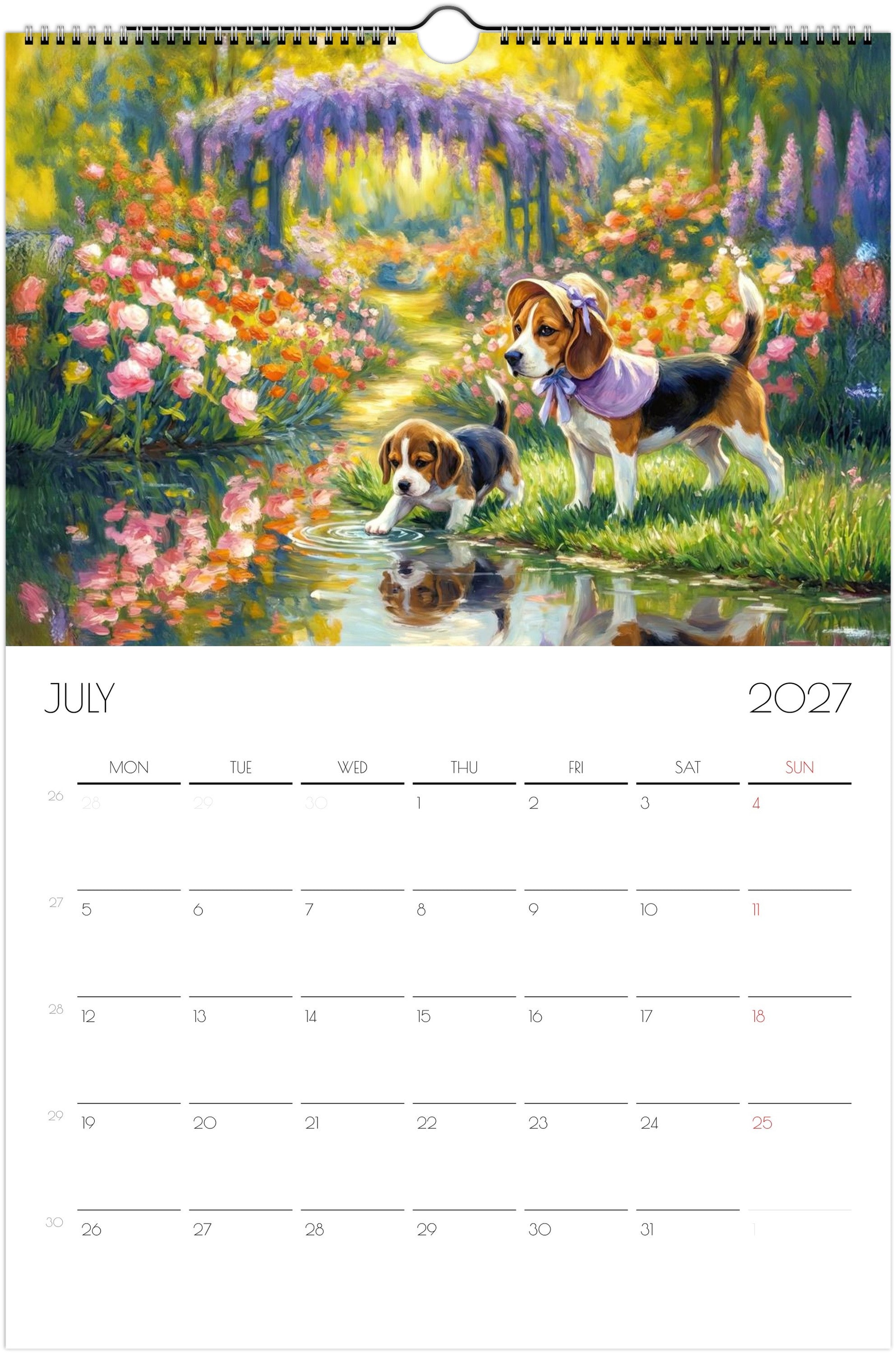 Beagle Kalender 2027 – 12 Maanden Hondenkalender met Kunstwerken voor Beagleliefhebbers