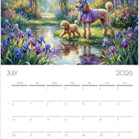 2026 Poodle Wall Planner – Artistic Dog Portrait Collection, 12-Month Printed Gift for Pet Lovers