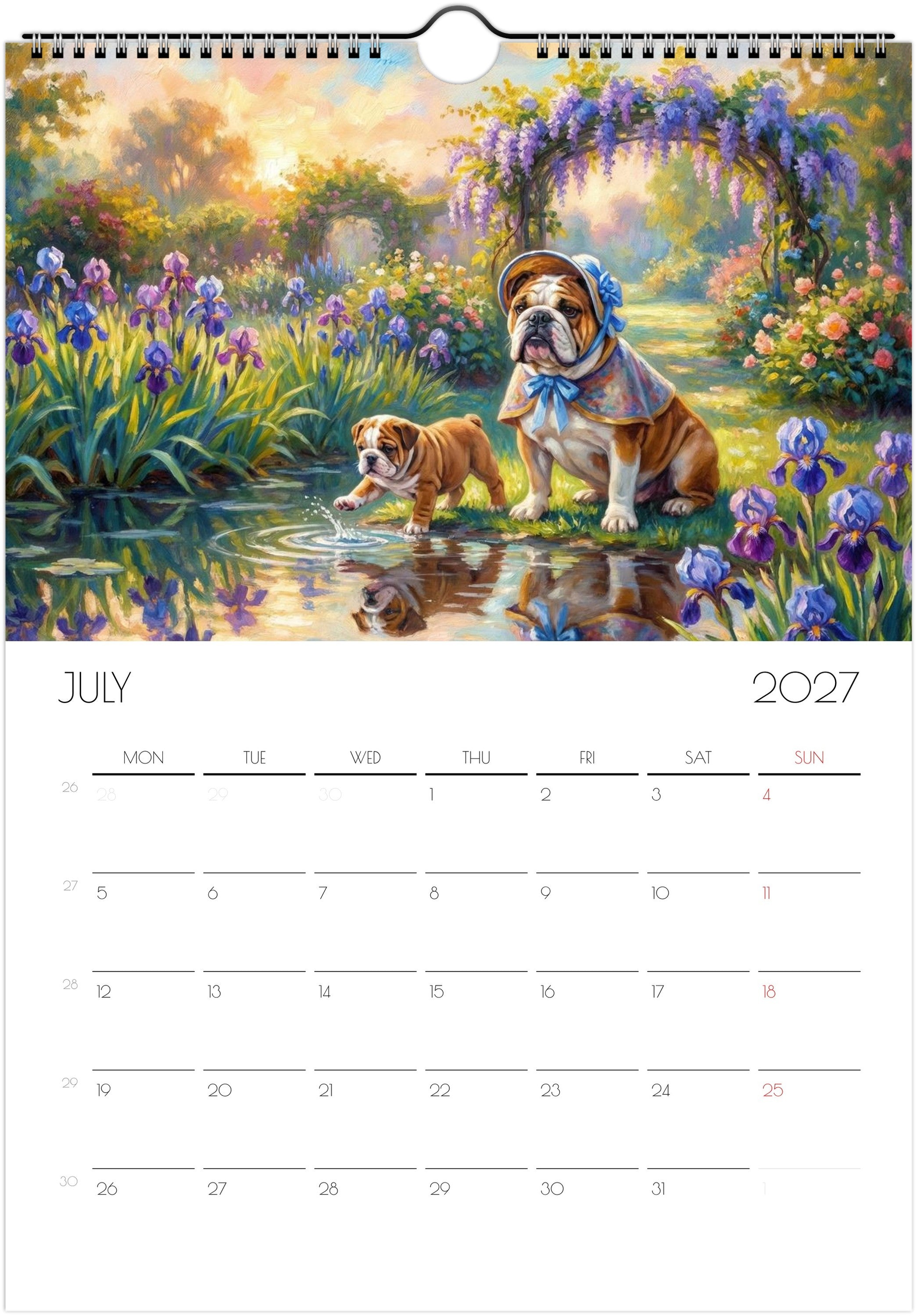 Engelse Bulldog Kalender 2027 – Fine Art Honden Wandkalender voor Bulldogliefhebbers