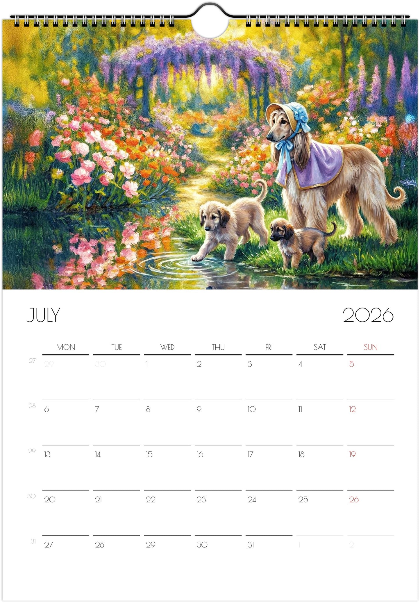 Afghan Hound Calendar 2026 – Art‑Style Dog Calendar with 12 Unique Designs