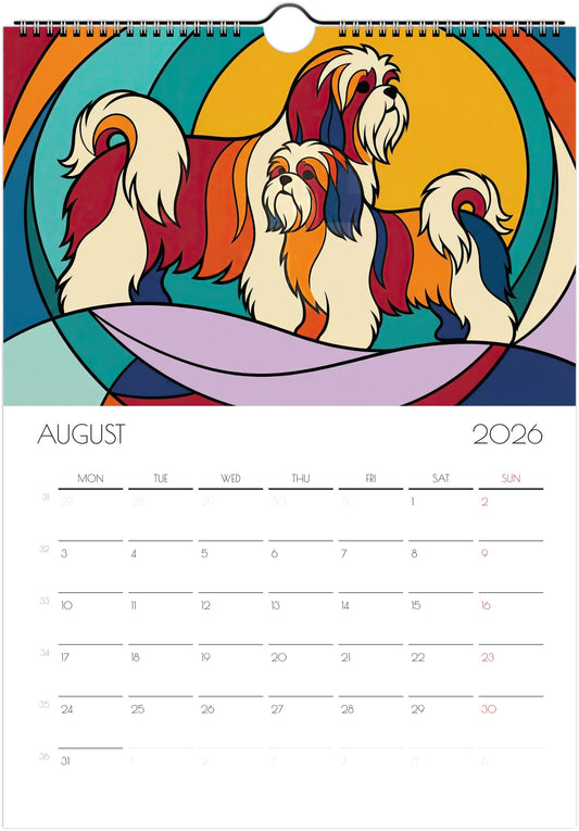Shih Tzu Calendar 2026 – Art Style Dog Wall Calendar, 12 Month Planner, Unique Gift for Shih Tzu Lovers