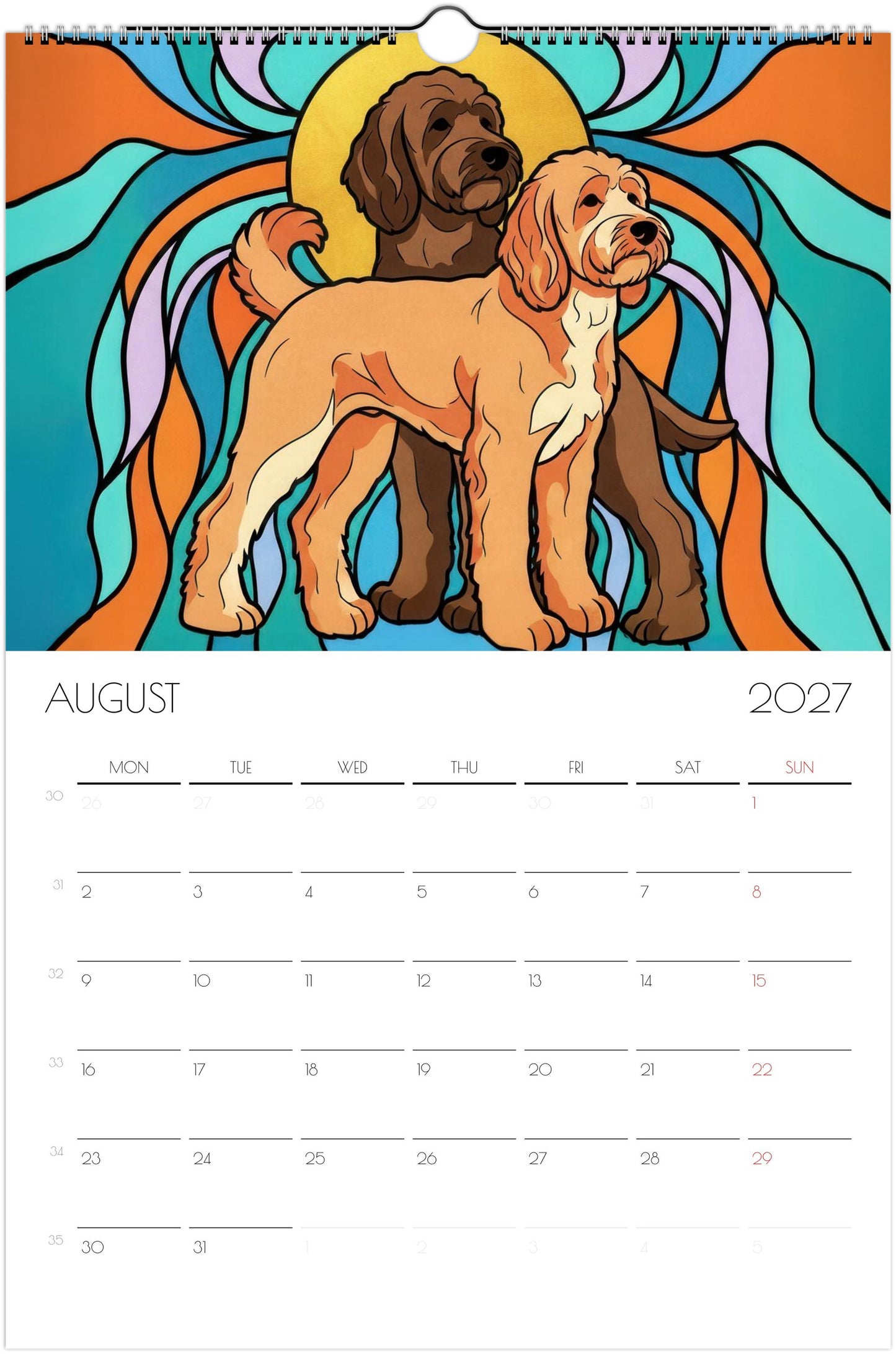Doodle Kalender 2027 – 12 maanden kunsthondenkalender voor Doodle-liefhebbers