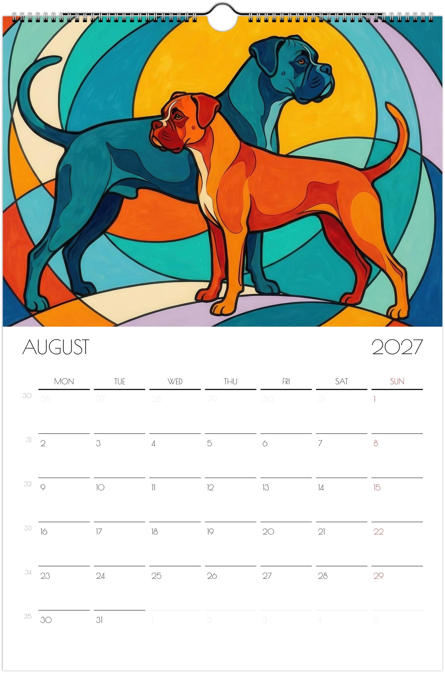 Boxer Kalender 2027 – Fine Art Hondenwandkalender voor Boxerliefhebbers