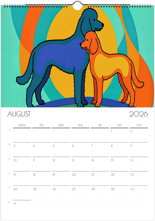 2026 Poodle Wall Planner – Artistic Dog Portrait Collection, 12-Month Printed Gift for Pet Lovers