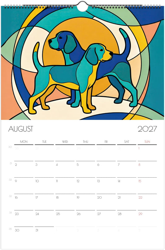Beagle Kalender 2027 – 12 Maanden Hondenkalender met Kunstwerken voor Beagleliefhebbers