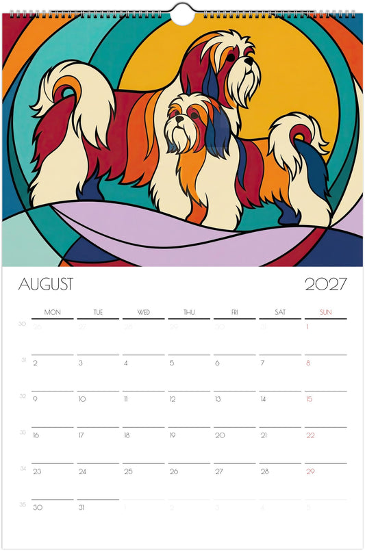 Shih Tzu Kalender 2027 – 12 Maanden Fine Art Honden Wandkalender voor Shih Tzu Liefhebbers