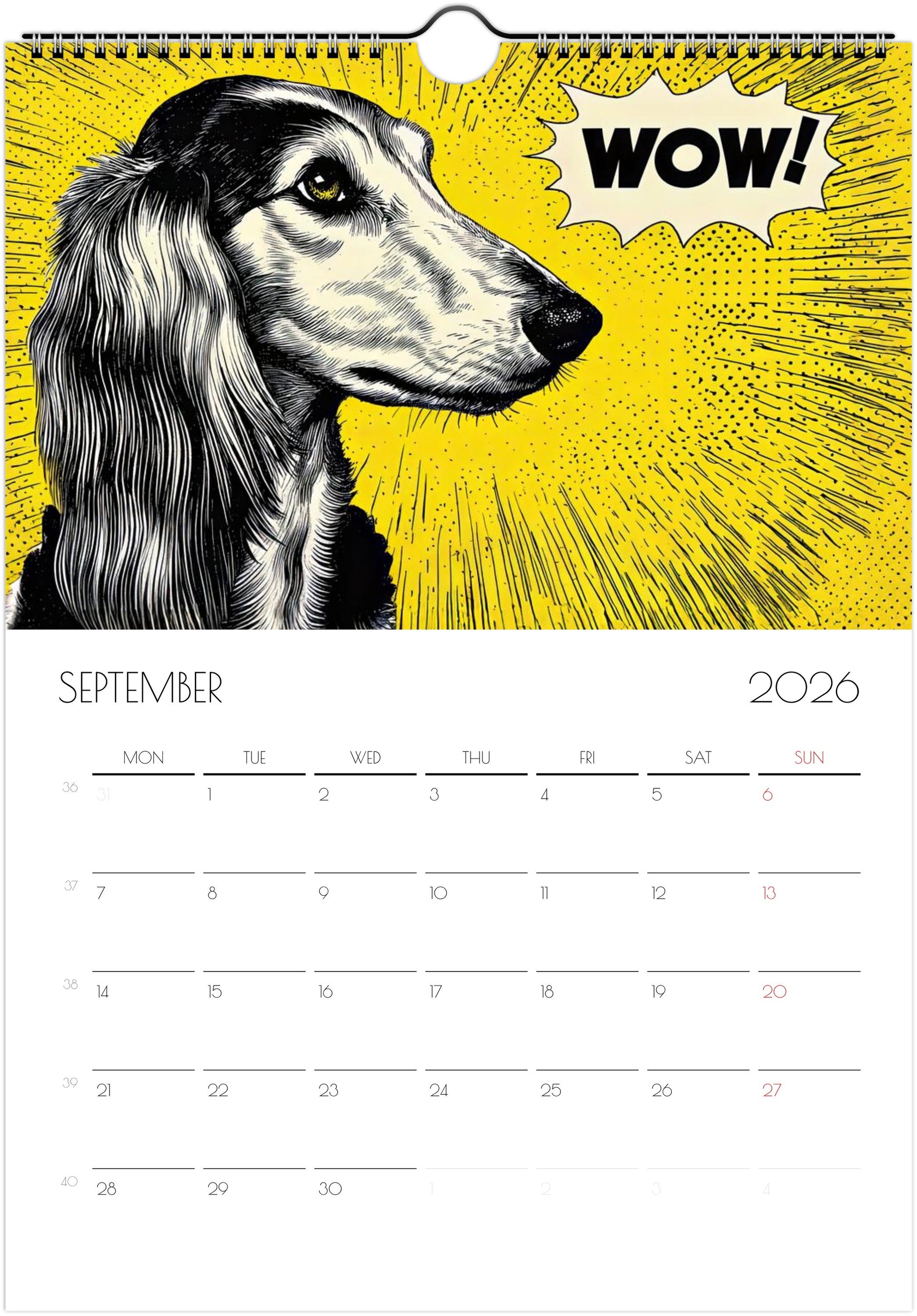 Afghan Hound Calendar 2026 – Art‑Style Dog Calendar with 12 Unique Designs