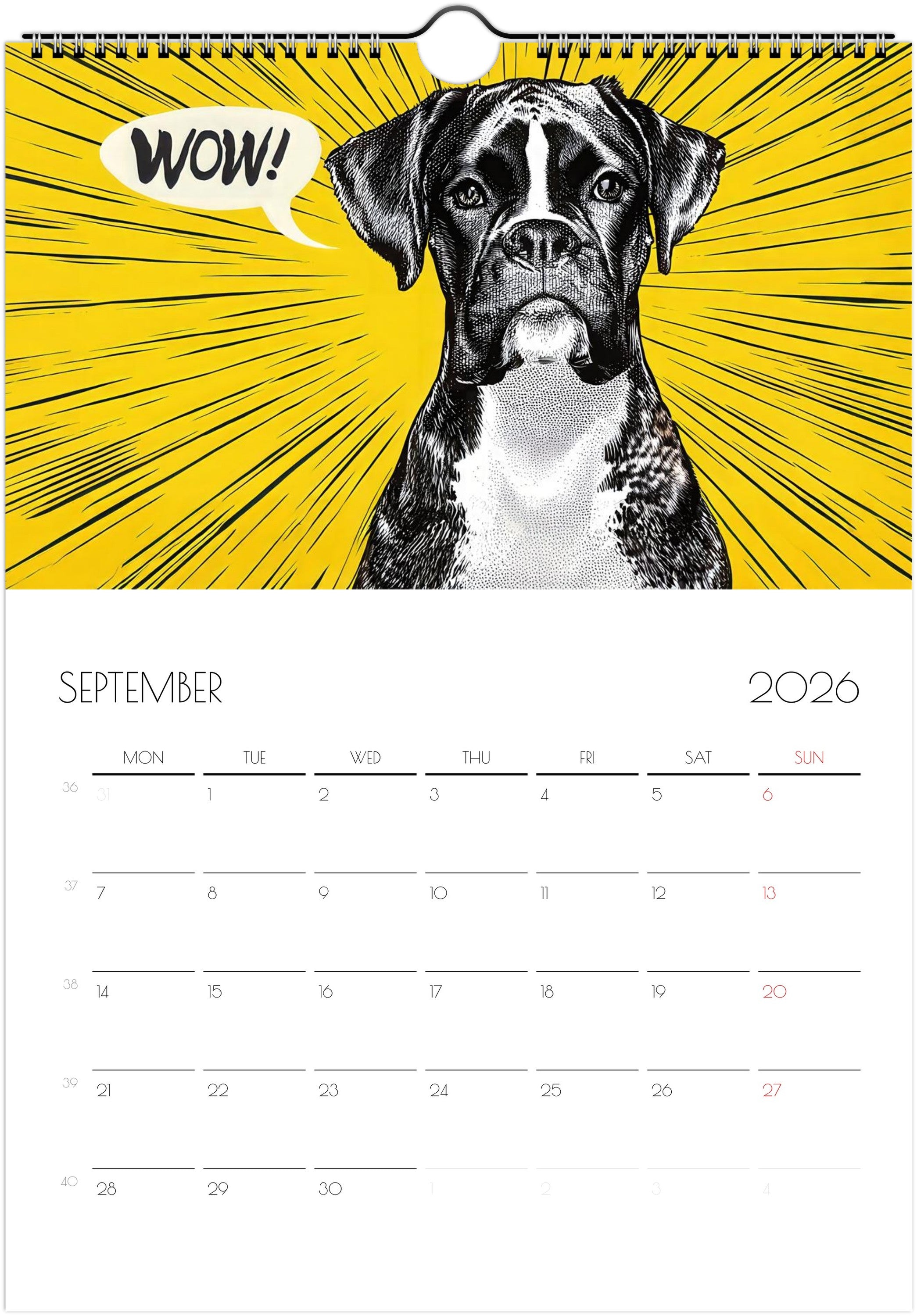 Boxer Calendar 2026 – Art-Style Dog Calendar with 12 Unique Designs