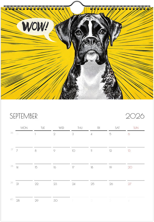 Boxer Calendar 2026 – Art-Style Dog Calendar with 12 Unique Designs
