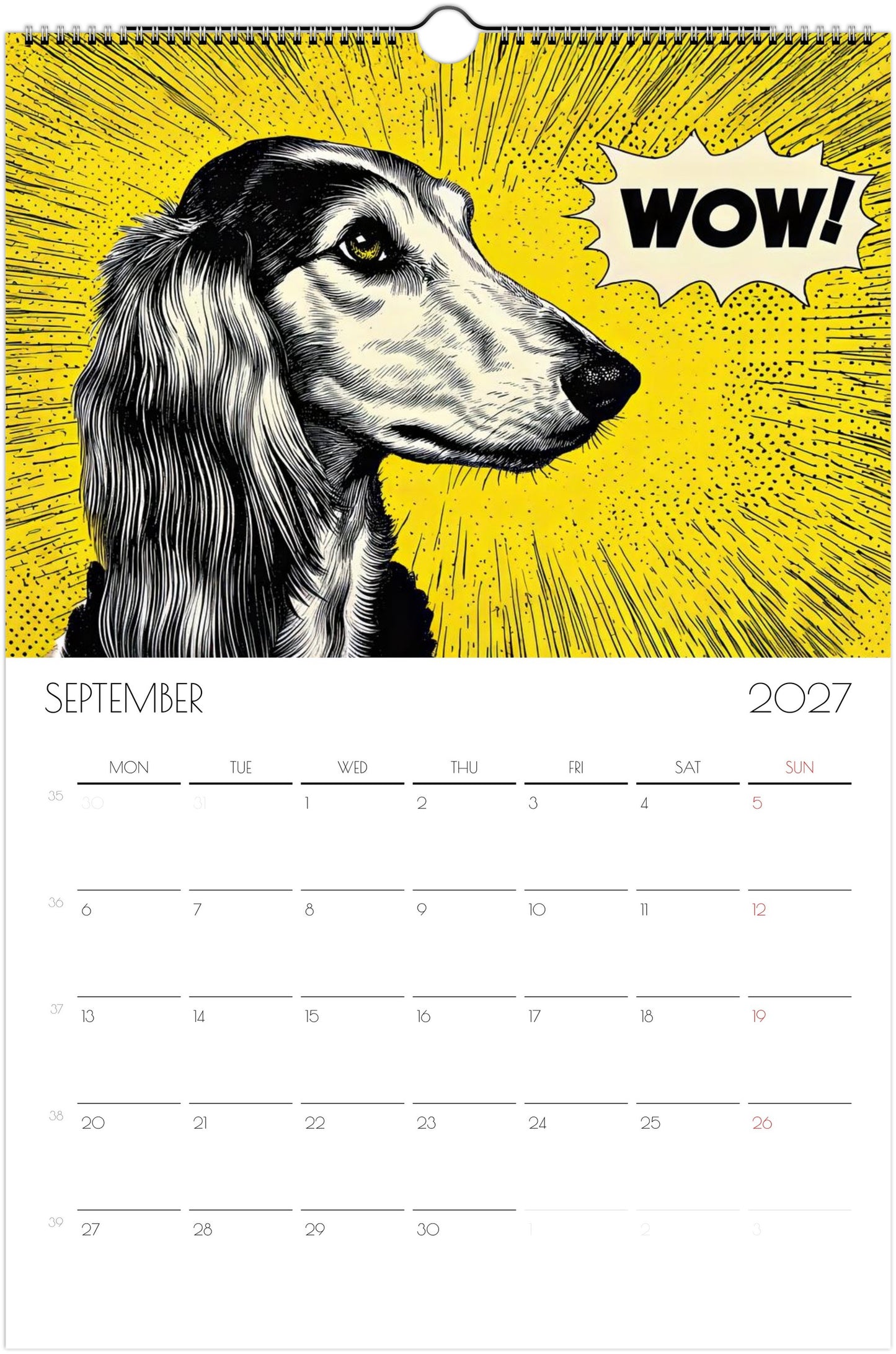 Afghaanse Windhond Kalender 2027 – 12-Maanden Fine Art Honden Wandkalender voor Afghaanse Windhond Liefhebbers