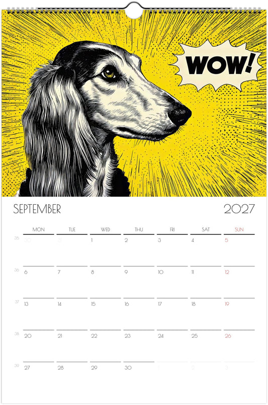 Afghaanse Windhond Kalender 2027 – 12-Maanden Fine Art Honden Wandkalender voor Afghaanse Windhond Liefhebbers
