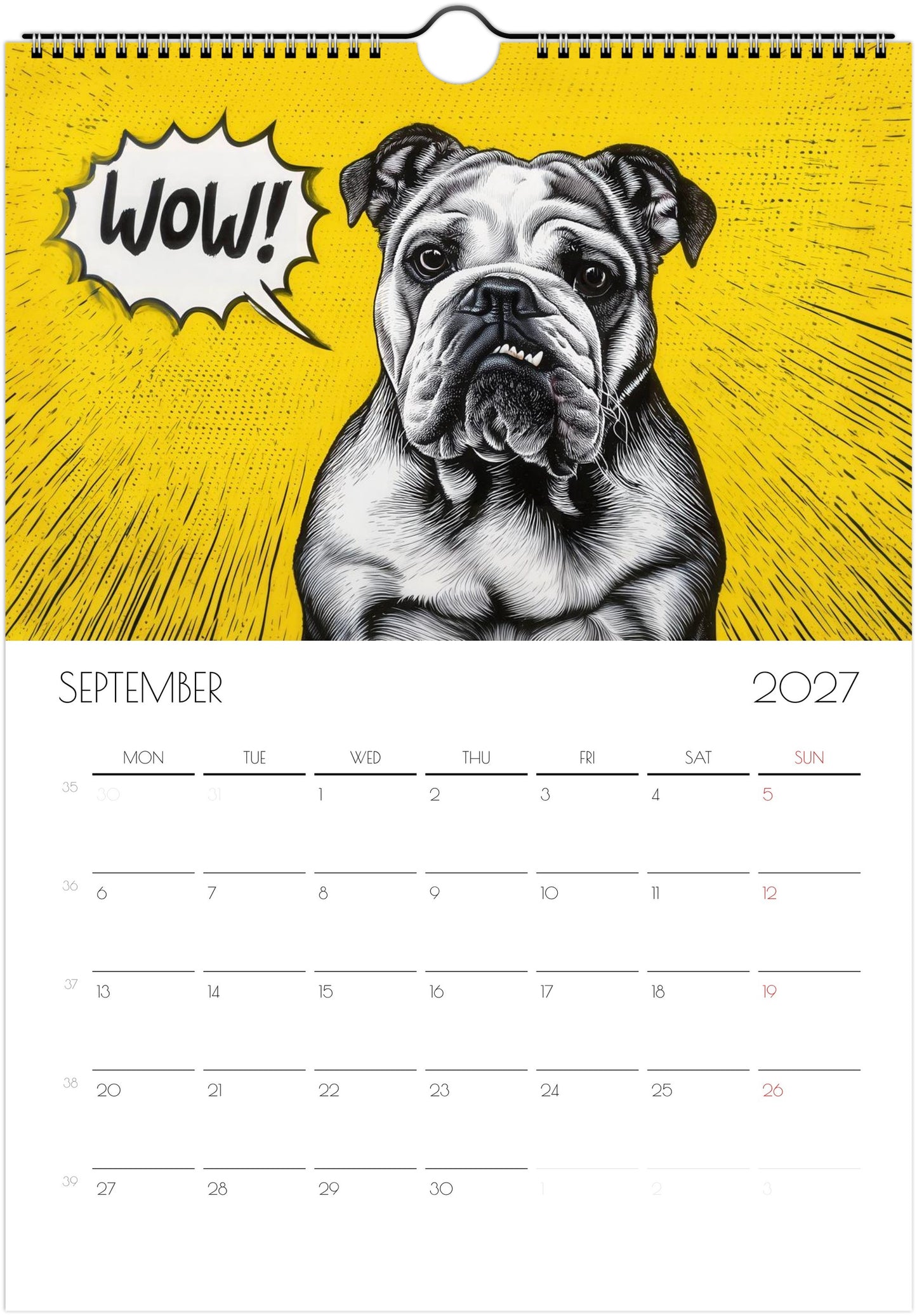 Engelse Bulldog Kalender 2027 – Fine Art Honden Wandkalender voor Bulldogliefhebbers