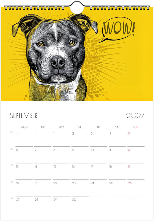 Pitbull Kalender 2027 – 12 Maanden Kunst Kalender voor Pitbull Liefhebbers