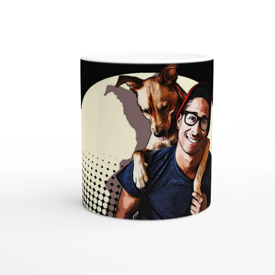 Custom Cartoon Pet Portrait  on a MUG- pet portrait custom,  Unique Personalised Gift - 11oz Ceramic Mug