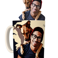 Custom Cartoon Pet Portrait  on a MUG- pet portrait custom,  Unique Personalised Gift - 11oz Ceramic Mug