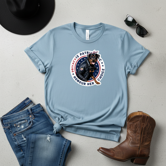 Rottweiler Statement Tee | Privacy Is Patriotic | Bold Dog Graphic Shirt