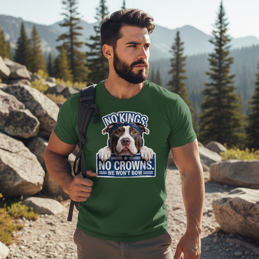 Pitbull Statement Tee | No Kings No Crowns | Bold Dog Graphic Shirt