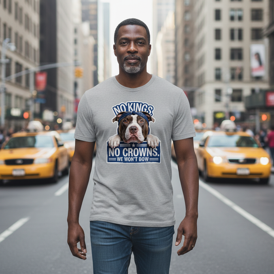 Pitbull Statement Tee | No Kings No Crowns | Bold Dog Graphic Shirt