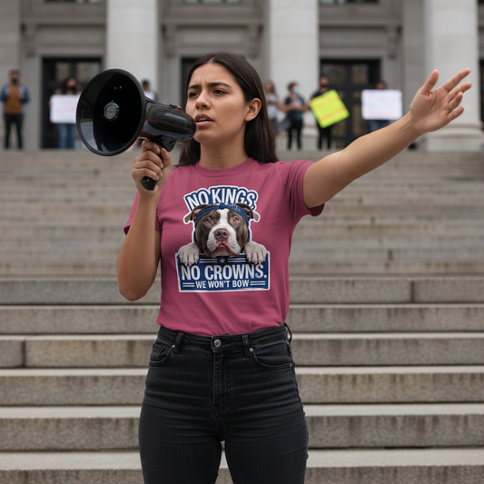Pitbull Statement Tee | No Kings No Crowns | Bold Dog Graphic Shirt
