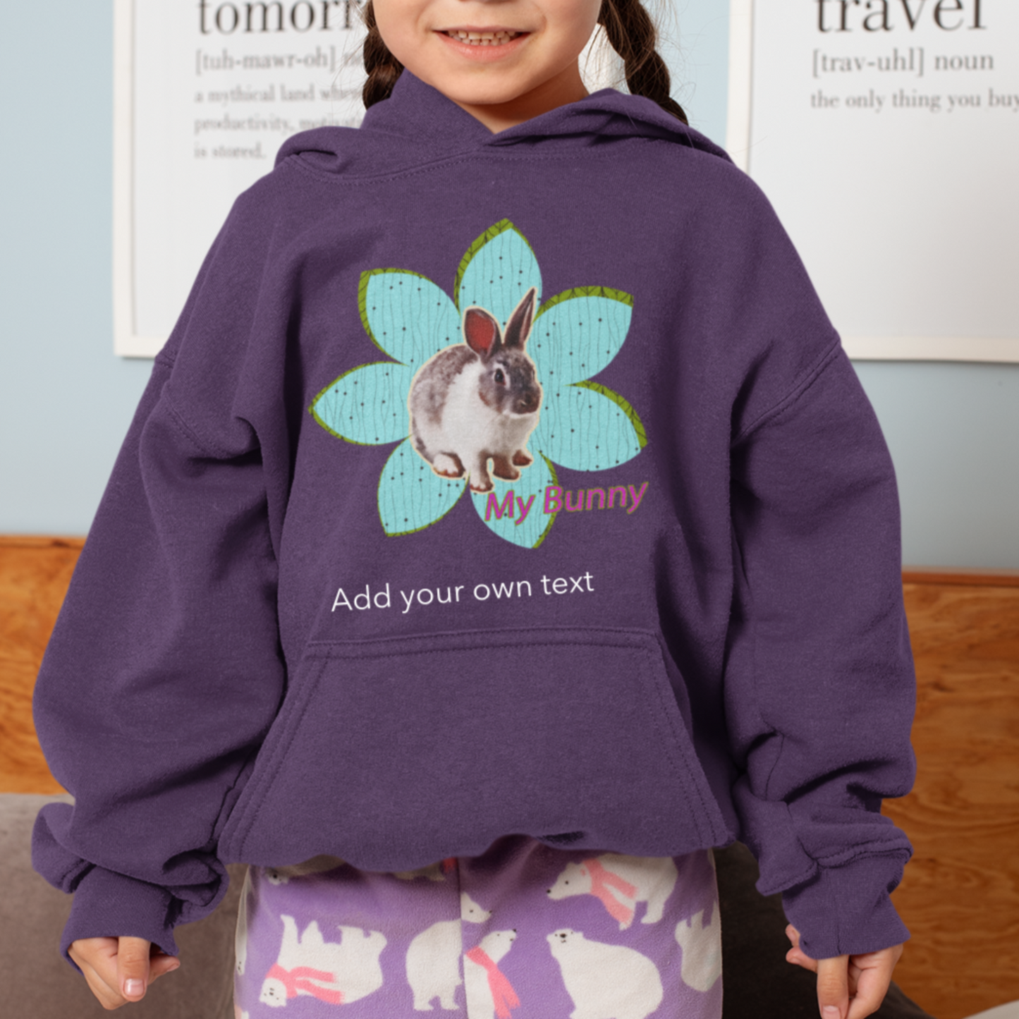 Custom Pet Portrait on a Hoodie for Kids - Retro Style - Unique Personalised Gift