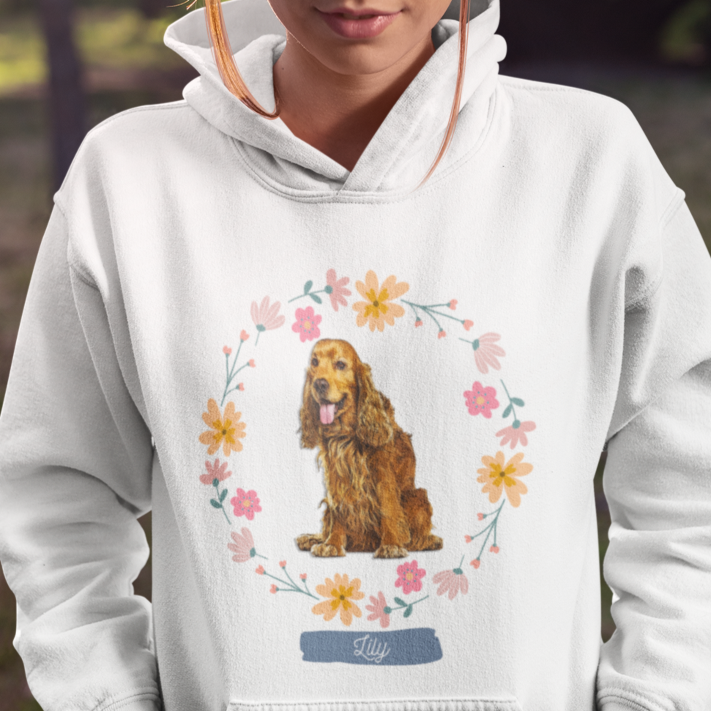 Custom Pet Portrait Hoodie - Personalized pet Photo on Sweatshirt with Pouch Pocket