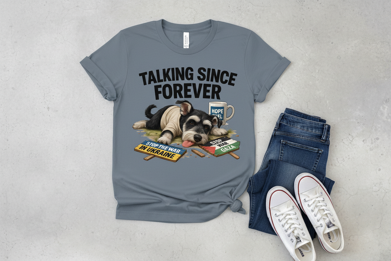 Schnauzer Statement Tee | Talking Since Forever | Bold Dog Graphic Shirt
