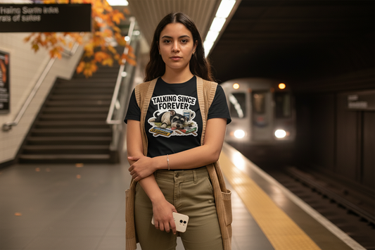 Schnauzer Statement Tee | Talking Since Forever | Bold Dog Graphic Shirt