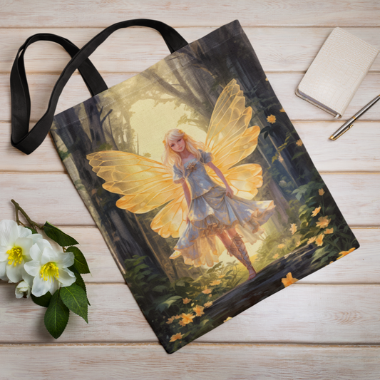 Magical Fairy Print Tote Bag: Chic and Strong, Offered in Two Convenient Sizes