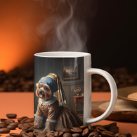 Yorkshire Terrier Art Mug - Vermeer Style 'Girl with a Pearl' Inspired Coffee Cup, 11oz Ceramic